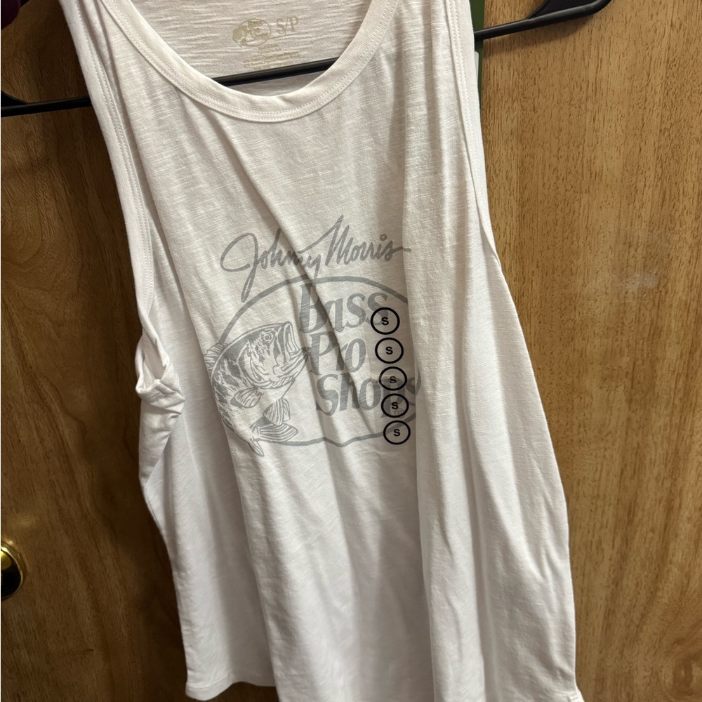Bass Pro Shops White Graphic Muscle Tee